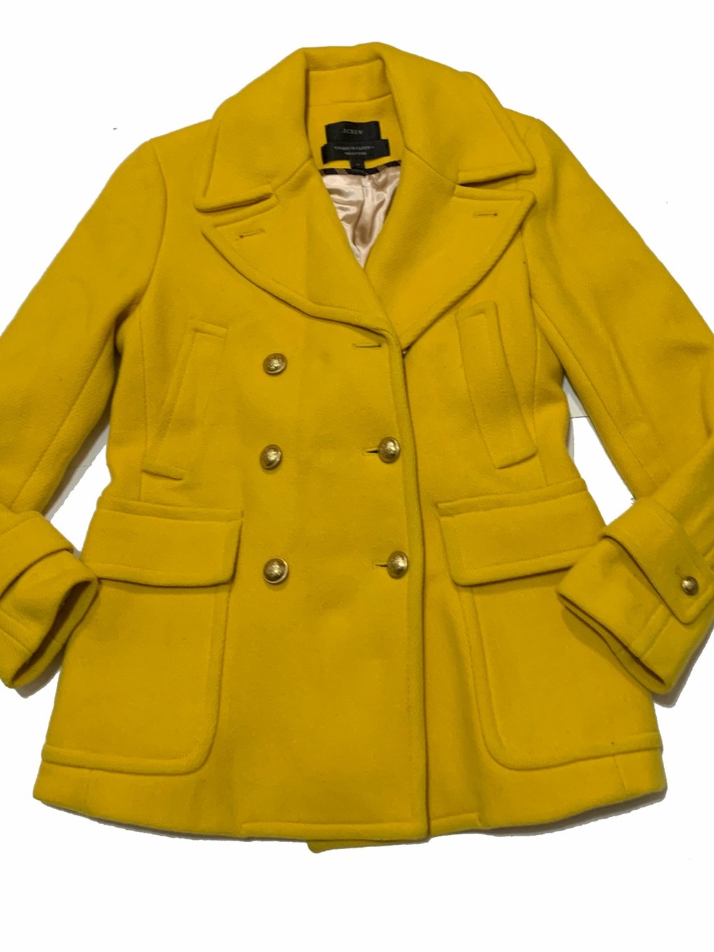 J. Crew Women's Double-Breasted Wool Peacoat in Bright Yellow